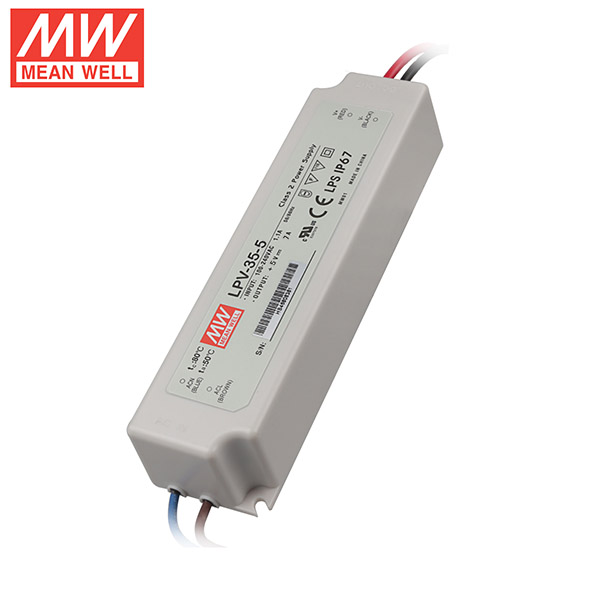 Mean Well LPV-35-5 DC5V 35Watt 7A UL Certification AC110-220 Volt Waterproof IP67 Power Supply For Programmable LED Strip Lights
